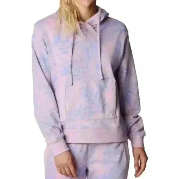 Columbia PFG Slack Water French Terry Hoodie Lavender blue Floral Plus Size 1X - Picture 2 of 4
